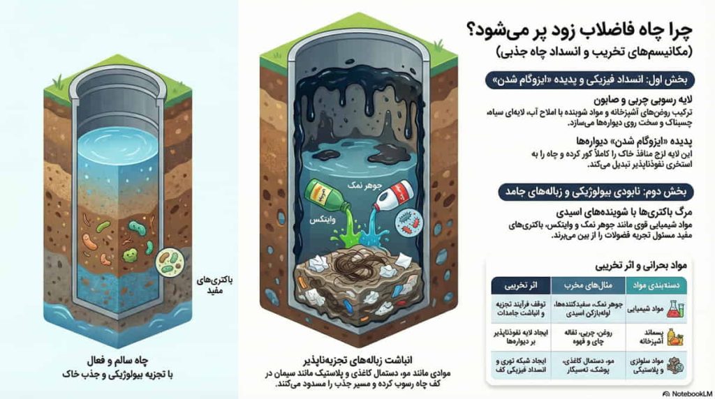 چرا چاه فاضلاب زود پر میشود؟ | دلایل و راهکارها