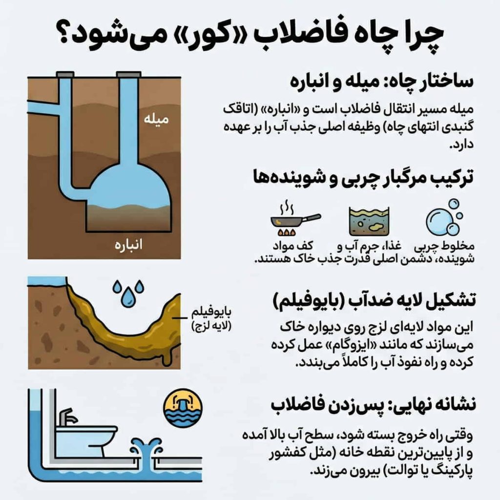 جلوگیری از زود پر شدن چاه فاضلاب