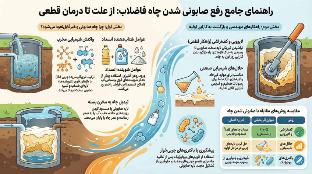 رفع صابونی شدن چاه فاضلاب | علت، راه حل قطعی و پیشگیری